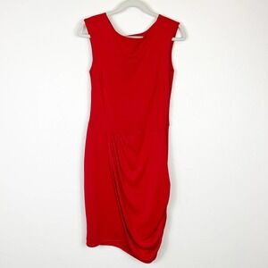 Zara Collection Red Sleeveless Drape Front Sheath Dress Size Medium